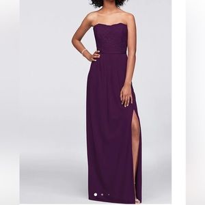 David's Bridal women's plum floor-length dress